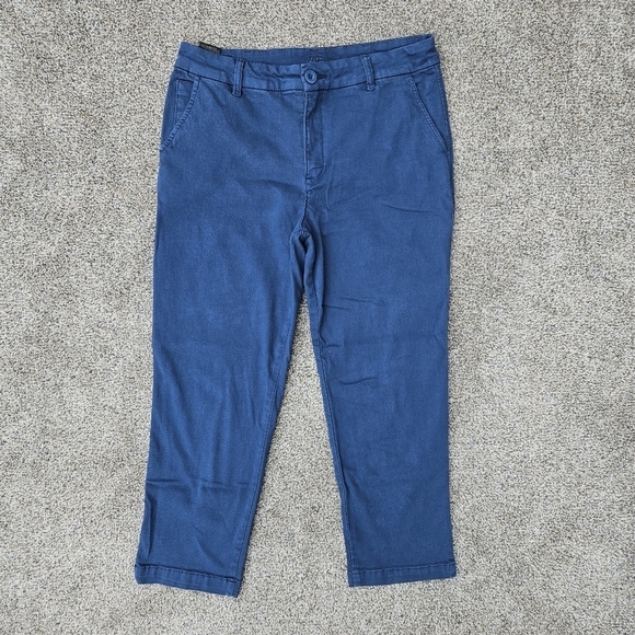 Kut From The Kloth Blue Crop Trouser Capri Pants Cotton Stretch Women's Size 10 - Picture 1 of 16